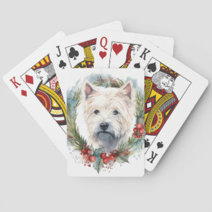 West Highland White Terrier Weihnachtskranz Spielkarten