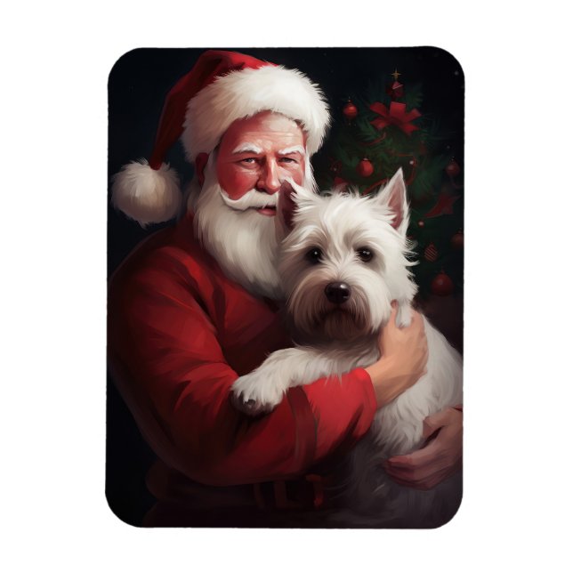 West Highland White Terrier Weihnachtsmann Magnet (Vertikal)