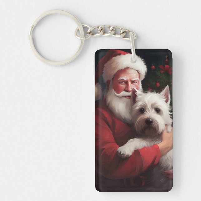 West Highland White Terrier Weihnachtsmann Schlüsselanhänger (Vorderseite)