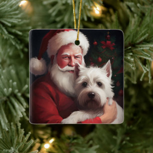 West Highland White Terrier Weihnachtsmann Weihnac Keramikornament