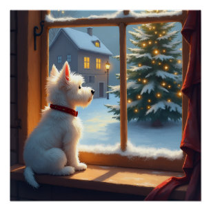West Highland White Terrier Weihnachtsmorgen Blick Poster