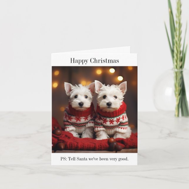 West Highland White Terrier Welppies Weihnachtskar Karte (Vorderseite)