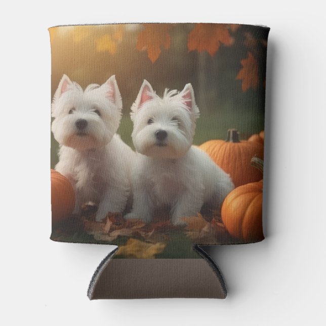 West Highland White Terrier Welppy Autumn Pumpkin Dosenkühler (Vorderseite)