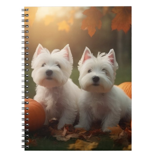 West Highland White Terrier Welppy Autumn Pumpkin Notizblock (Vorderseite)
