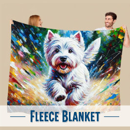West Highland White Terrier "Westie" Dog Portrait Fleecedecke