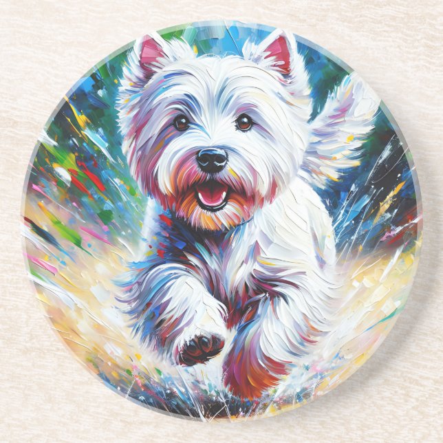 West Highland White Terrier "Westie" Dog Portrait Getränkeuntersetzer (Vorne)
