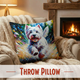 West Highland White Terrier "Westie" Dog Portrait Kissen