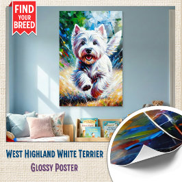 West Highland White Terrier "Westie" Dog Portrait Poster