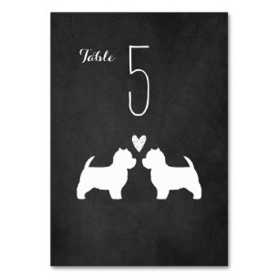 West Highland White Terrier  Westie Dogs Hochzeit Tischnummer