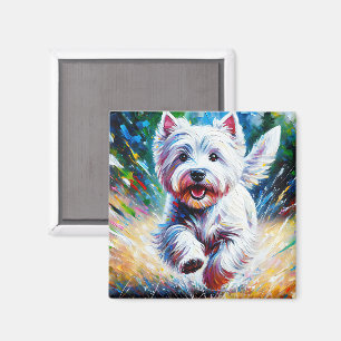 West Highland White Terrier "Westie" Hundeporträt Magnet