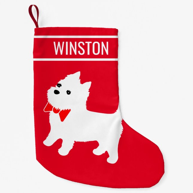 West Highland White Terrier Westie Welpe Hund Kleiner Weihnachtsstrumpf (Vorderseite)