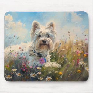 West Highland White Terrier Wildblumen Mousepad