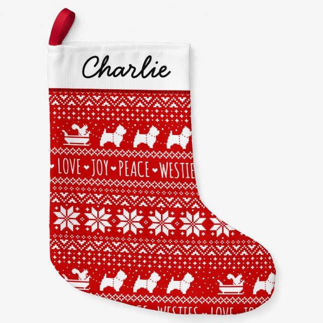 West Highland White Terriers Muster Westie Hunde S Kleiner Weihnachtsstrumpf (Vorderseite)