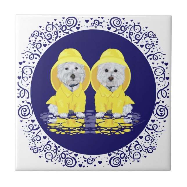 West Highland White Terriers Rain Fliese (Vorderseite)