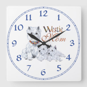 West Higland White Terrier MOM Quadratische Wanduhr