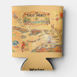 West Indies Caribbean Islands Map Can Cooler Dosenkühler