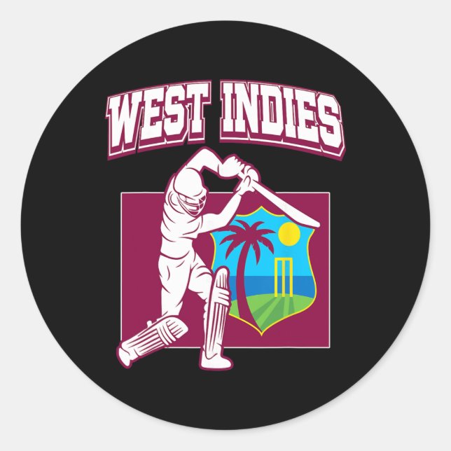 West Indies Cricket Fan Cool Caribbean Cricket Sup Runder Aufkleber (Vorderseite)