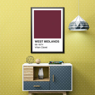 West Midlands Villan Claret - weiße Grenze Poster