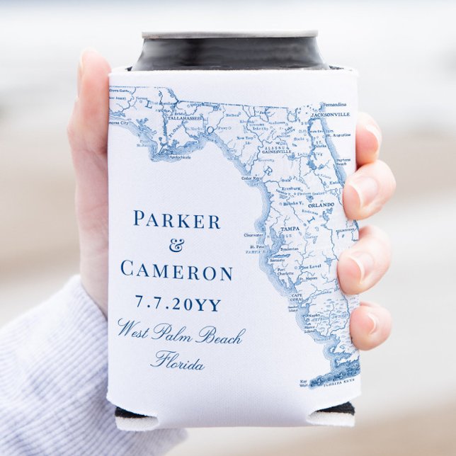 West Palm Beach Florida Karte Dosenkühler (This elegant West Palm Beach Florida coozie is the a destination wedding)