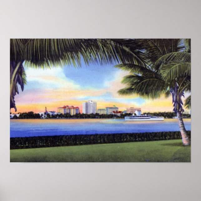 West Palm Beach Florida Skyline bei Sunset Poster (Vorne)