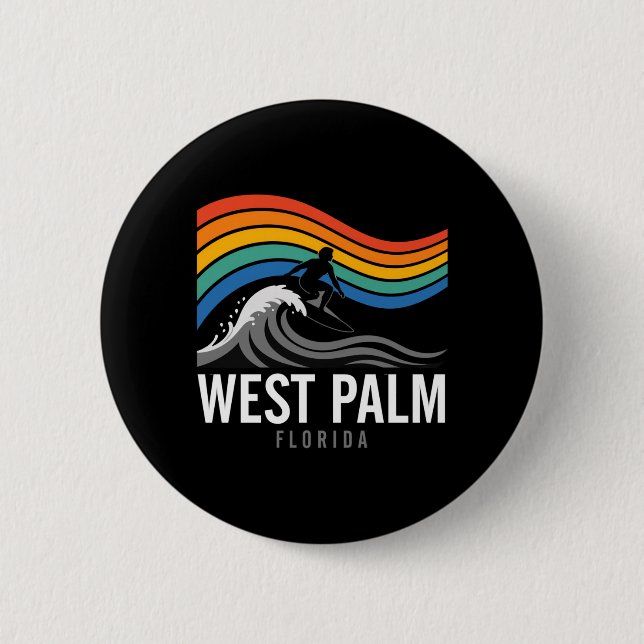 West Palm Beach Florida Surfer Surfen Männer Button (Vorderseite)