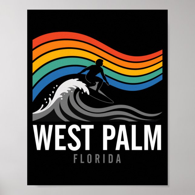 West Palm Beach Florida Surfer Surfen Männer Poster (Vorne)
