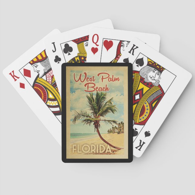 West Palm Beach Palm Tree Vintage Travel Spielkarten (Rückseite)