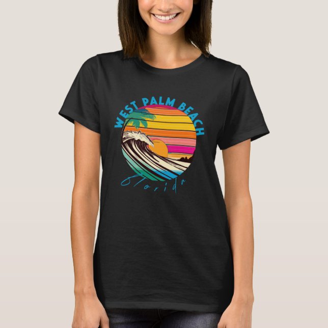 West Palm Beach Retro 1980er Stil Florida Beach T-Shirt (Vorderseite)