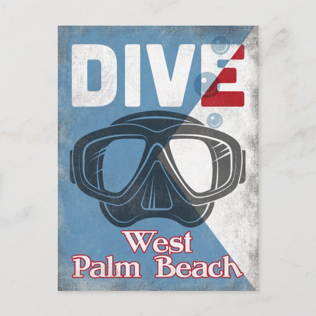 West Palm Beach Vintage Tauchmaus Postkarte (Vorderseite)