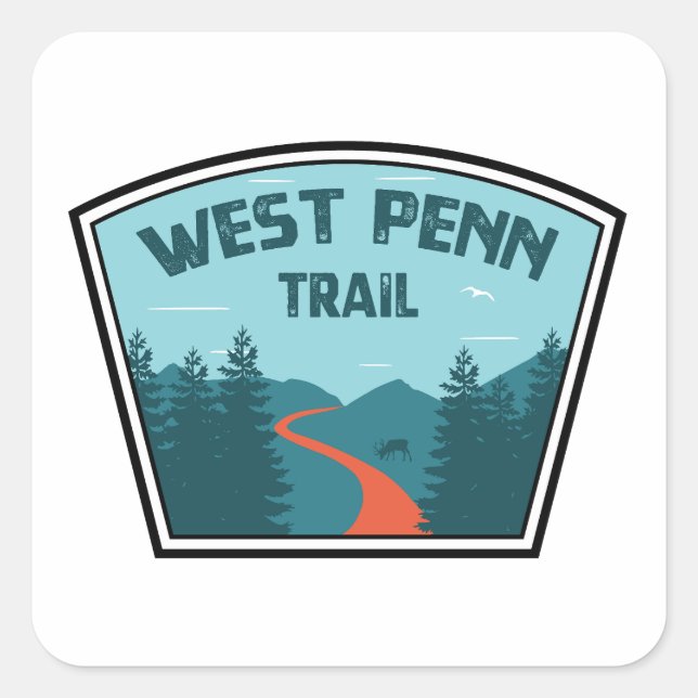 West Penn Trail Pennsylvania Quadratischer Aufkleber (Vorderseite)