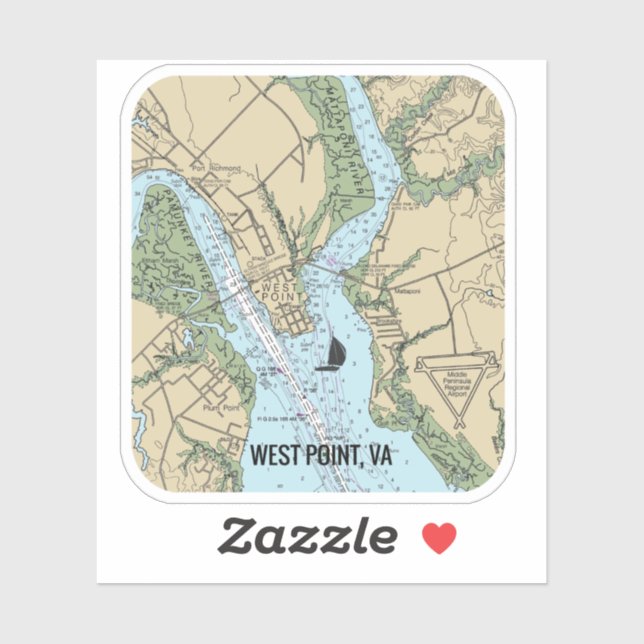 West Point Virginia Chart Aufkleber (Blatt)