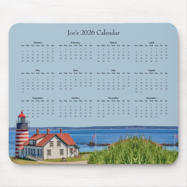 West Quoddy Head Leuchtturm – 2026 Kalender Mousepad (Vorne)