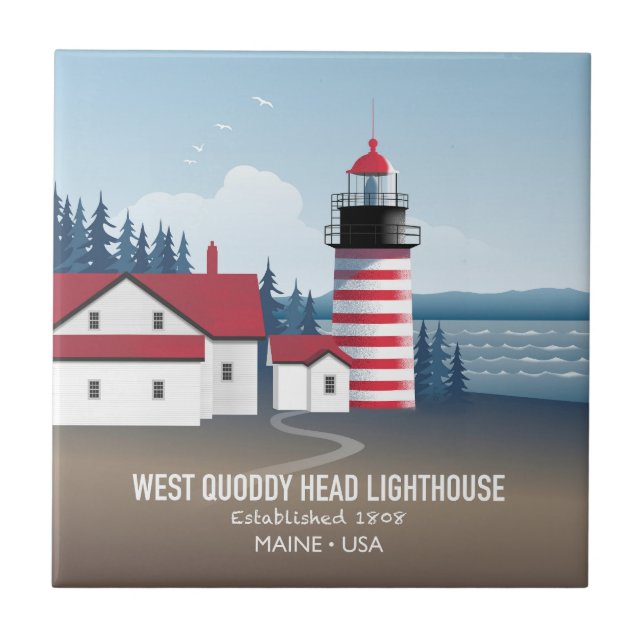 West Quoddy Head Leuchtturm Fliese (Vorderseite)
