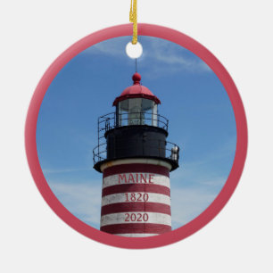 West Quoddy Head Lubec Maine Leuchtturm Keramik Ornament