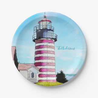 West Quoddy Head Ocean Lubec Maine Lighthouse Pappteller