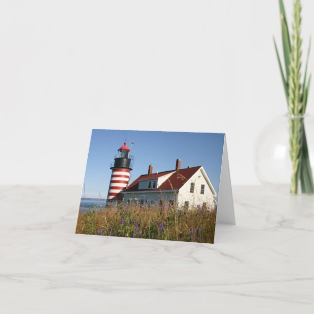 West Quoddy Maine Lighthouse Dankeskarte (Vorderseite)