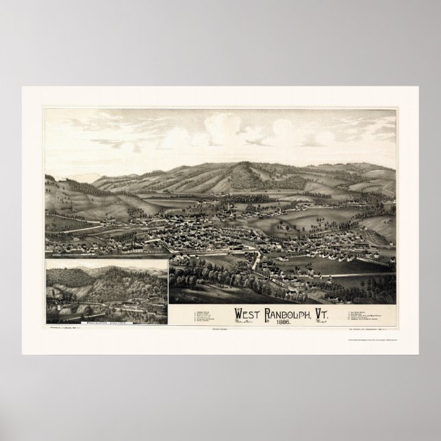 West Randolph, VT Panoramic Map - 1886 Poster (Vorne)