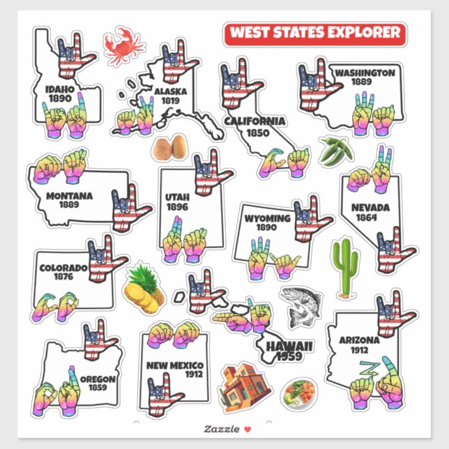 West States Explorer — Educational Sticker (Feuille)
