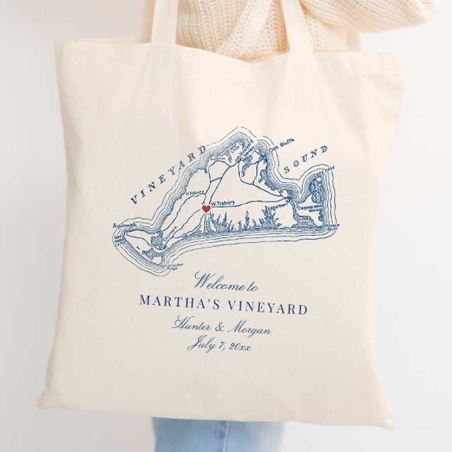 West Tisbury MA Gastgeschenk Hochzeit Willkommen Tragetasche (West Tisbury Martha's Vineyard Wedding Welcome Tote Bag Wedding Favor in elegant navy blue )