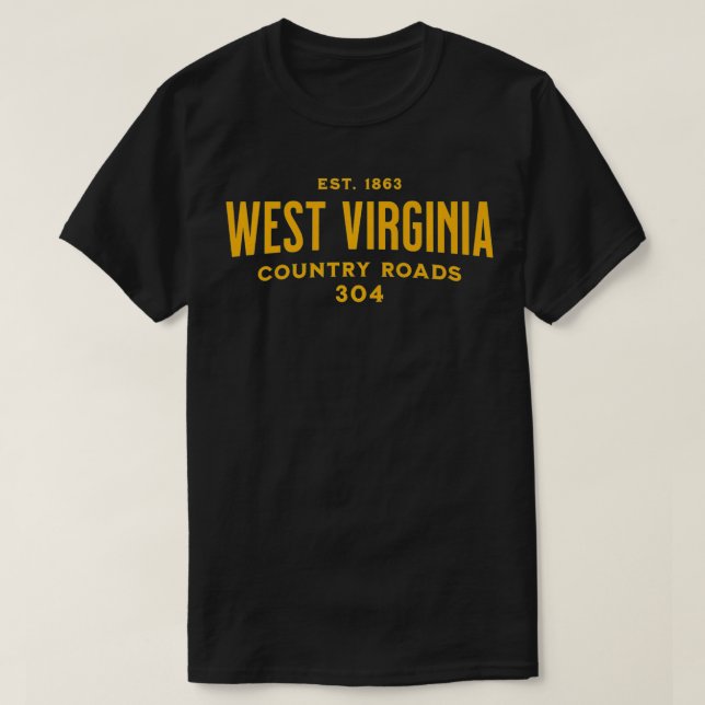 West Virginia 304 Zuhause Country Roads Langstreck T-Shirt (Design vorne)