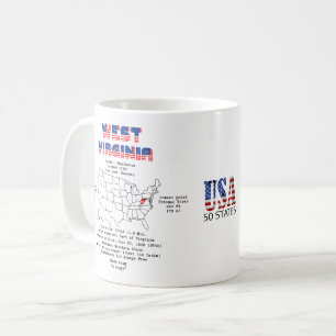 West Virginia American Staat auf einer Karte Kaffeetasse
