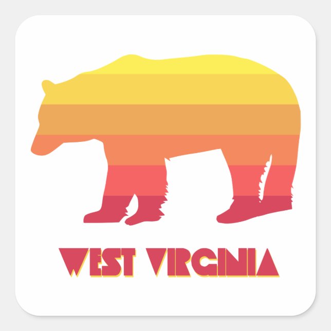 West Virginia Bear Quadratischer Aufkleber (Vorderseite)