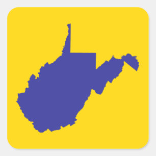 West Virginia Blau und Gold Quadratischer Aufkleber