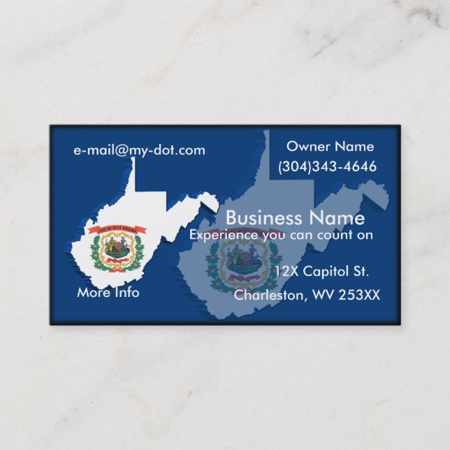 West Virginia Business Card Visitenkarte (Vorderseite)