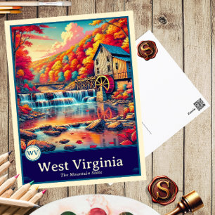 West Virginia   Carte postale ombragée style Anime