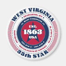 West Virginia Circle Typografy Souvenir Magnet