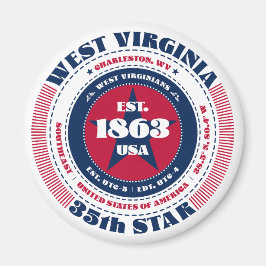 West Virginia Circle Typografy Souvenir Magnet