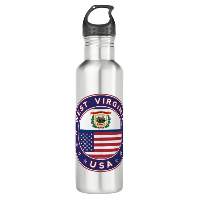 West Virginia Edelstahlflasche (Vorderseite)