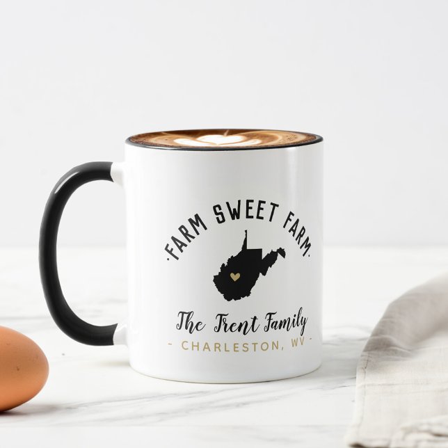 West Virginia Farm Sweet Farm Family Monogram Tass Tasse (Von Creator hochgeladen)
