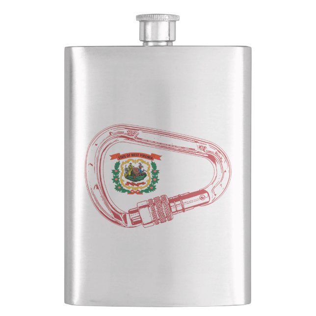West Virginia Flag Klettersteig Carabiner Flachmann (Vorderseite)